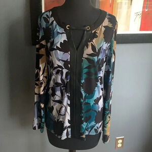 Calvin Klein foliage silhouette vegan leather top